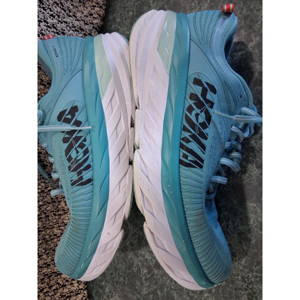Hoka One One Women's Bondi 7 Running Sneakers Size 10 Teal Black Walking Shoes - Picture 6 of 16